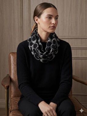 Coach Black & Gray Signature neck Scarf